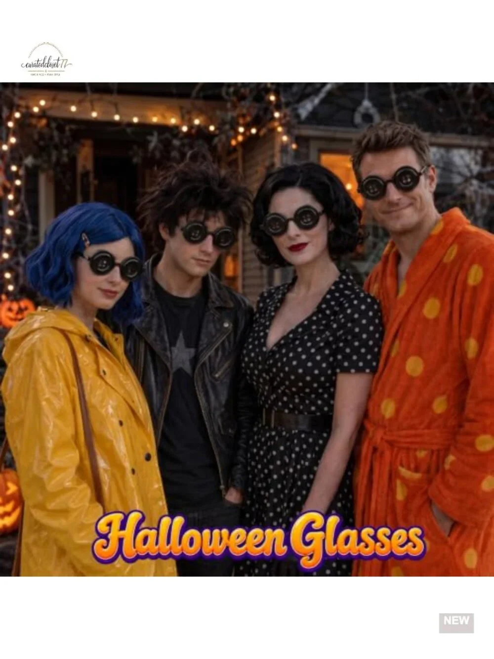 Button Eye Glasses Halloween Costume Cosplay Party Accessories Round
